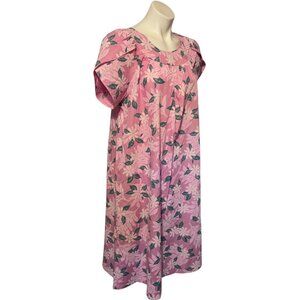 Vintage Shannon Marie Pink Tropical Hawaiian Dress Unique Sleeve Approx L / XL